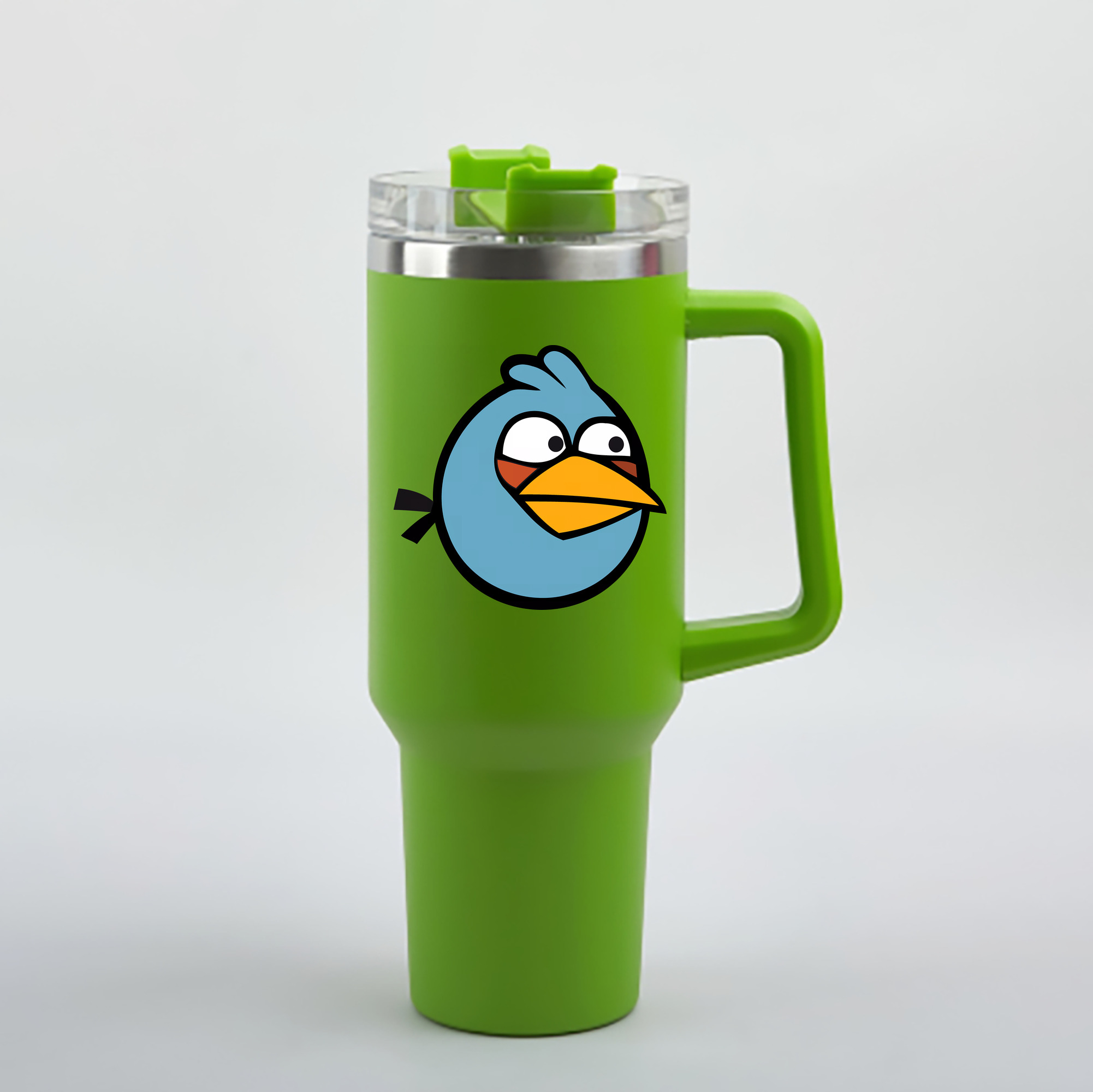 （画像用） Angry Birds アングリーバード 1200mL車用タンブラー - クリスタルステッカー（プラスチックストロー付き）